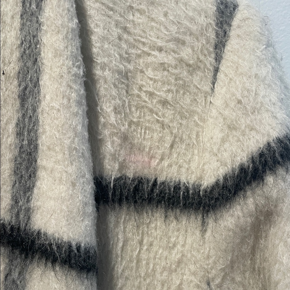 Elevenses Cream and Black Plaid Long Coat - Picture 2 of 4